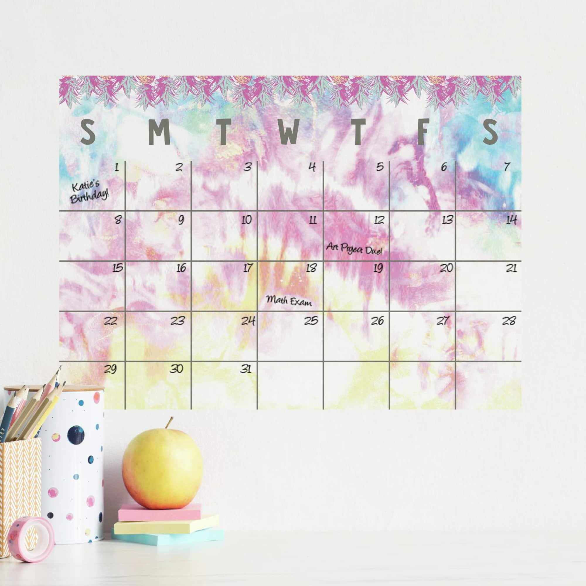 RoomMates Tie-Die Dry Erase Calendar Peel & Stick Wall Decal
